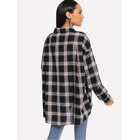 Plaid Oversized Button Down Cotton Shirt - Picture 5 of 13